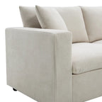 L-shaped Polyester Fabric Couch Set with 2 Free Pillows and Convertible Ottoman