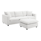 L-shaped Polyester Fabric Couch Set with 2 Free Pillows and Convertible Ottoman
