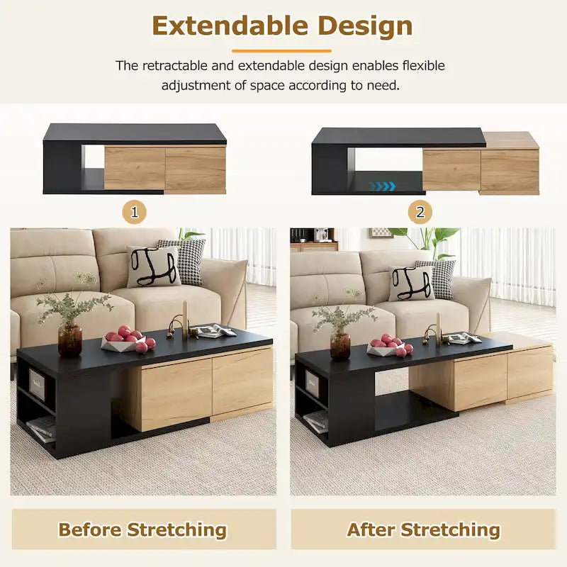 Multi-functional Hidden Storage Coffee Table with 2 Drawers