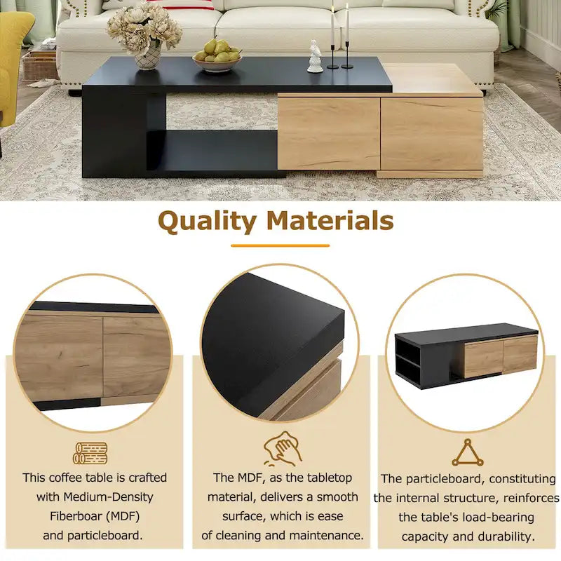 Multi-functional Hidden Storage Coffee Table with 2 Drawers