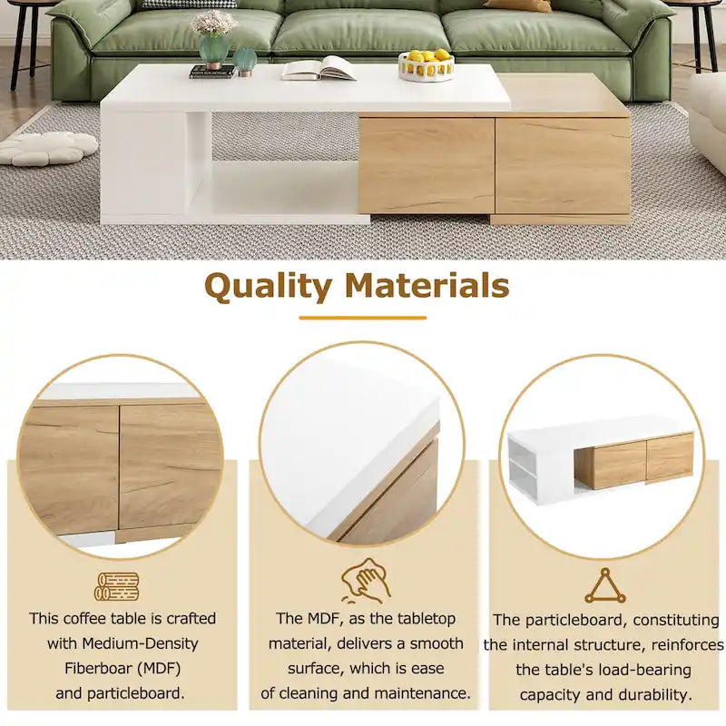 Multi-functional Hidden Storage Coffee Table with 2 Drawers