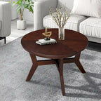 Farmhouse Wood Round Coffee Table with 4 Soild Wood Legs