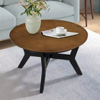Farmhouse Wood Round Coffee Table with 4 Soild Wood Legs