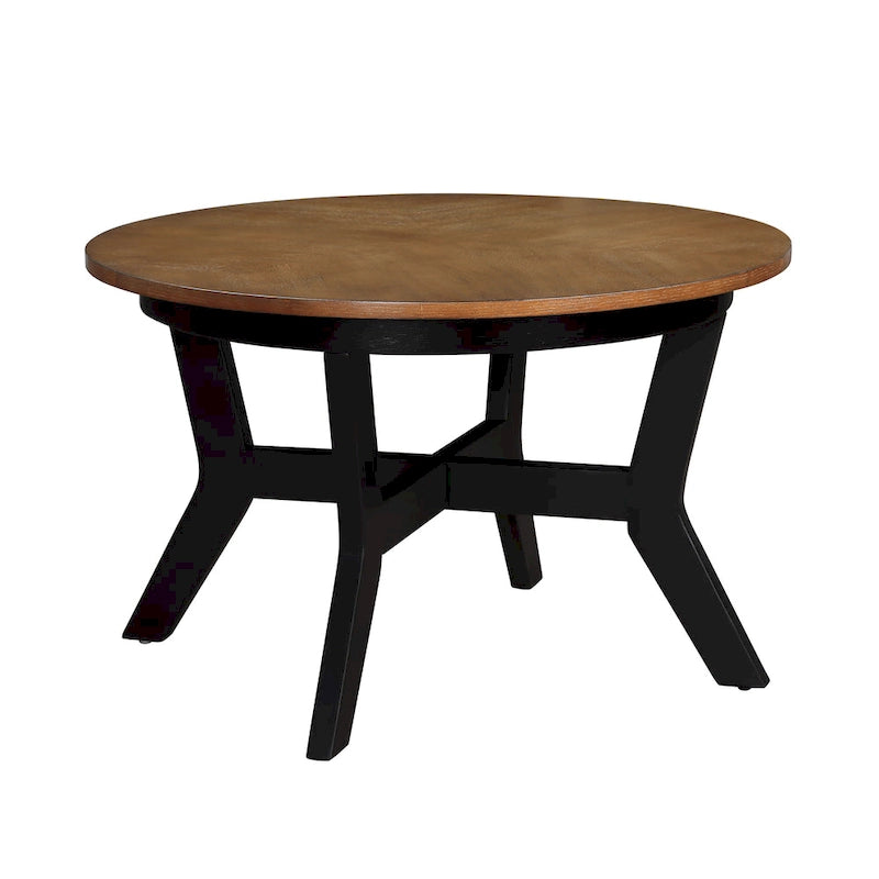 Farmhouse Wood Round Coffee Table with 4 Soild Wood Legs