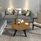 Farmhouse Wood Round Coffee Table with 4 Soild Wood Legs