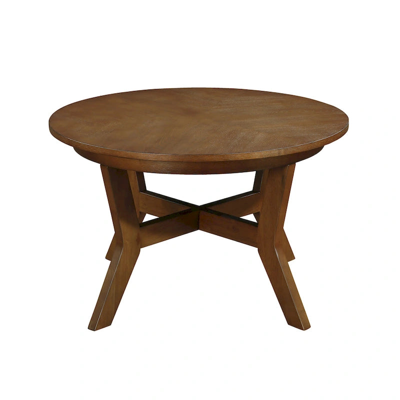 Farmhouse Wood Round Coffee Table with 4 Soild Wood Legs