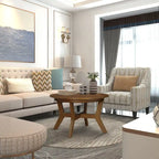 Farmhouse Wood Round Coffee Table with 4 Soild Wood Legs