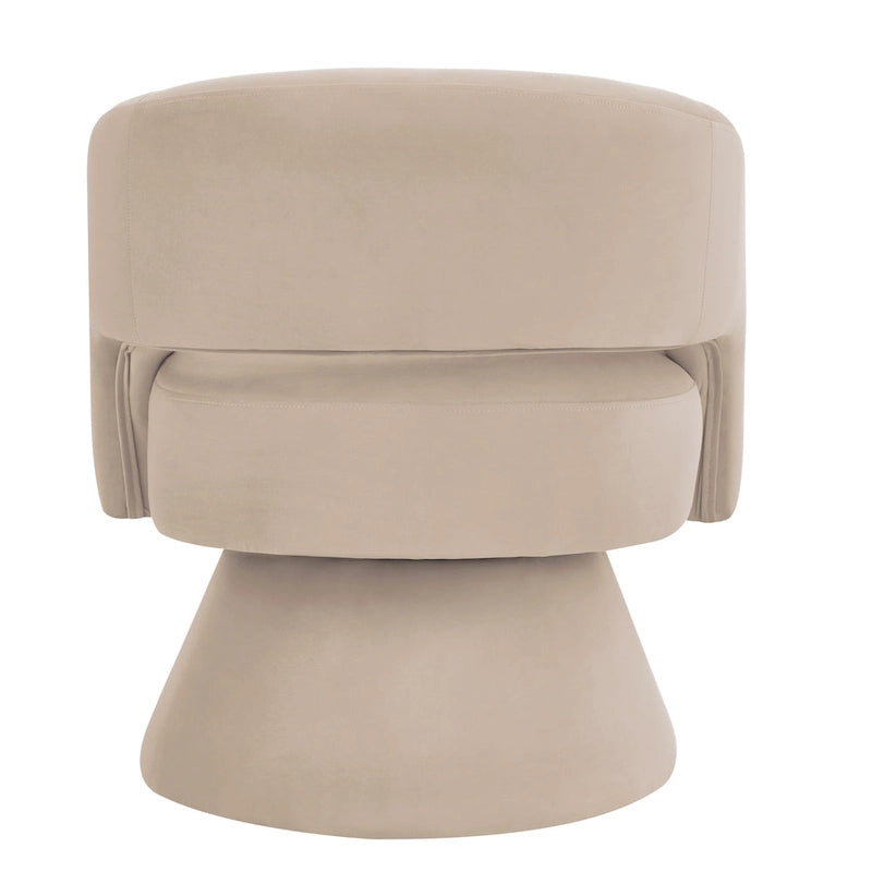 Modern Swivel Barrel Chair, Upholstered Velvet Round Accent Chairs,360 Degree Comfy Swivel Chair with Open Backrest