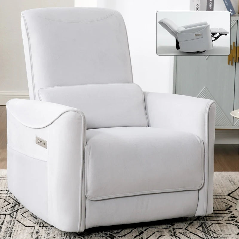 Leatheraire Swivel and Rocker Power Recliner Chair, Heavy Duty Motion Mechanism with USB and Type-C Ports