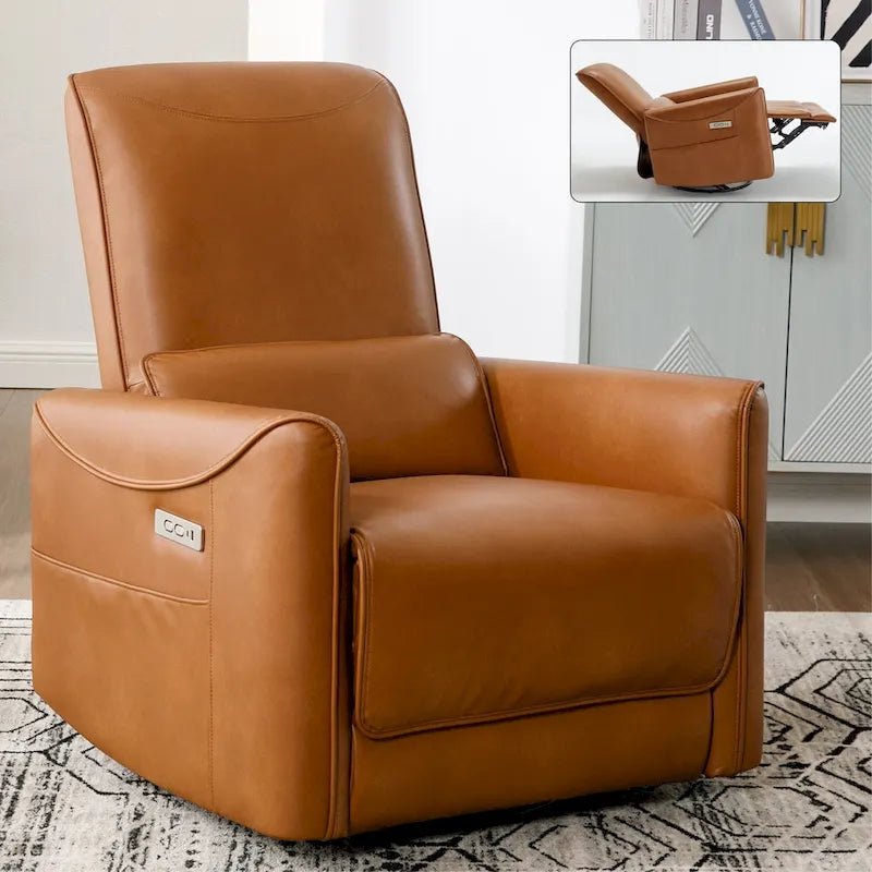 Leatheraire Swivel and Rocker Power Recliner Chair, Heavy Duty Motion Mechanism with USB and Type-C Ports