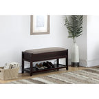 Rouen Seating Bench with Shoe Storage, Espresso