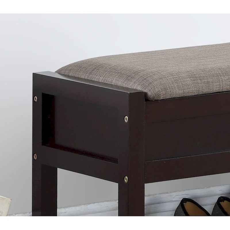Rouen Seating Bench with Shoe Storage, Espresso