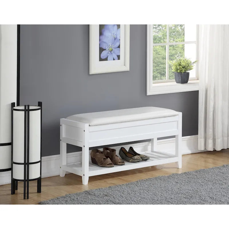 Rouen Seating Bench with Shoe Storage, Espresso