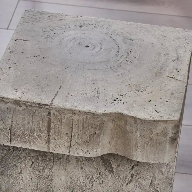 Modern Light Gray Concrete Side Table with Sculptural Design
