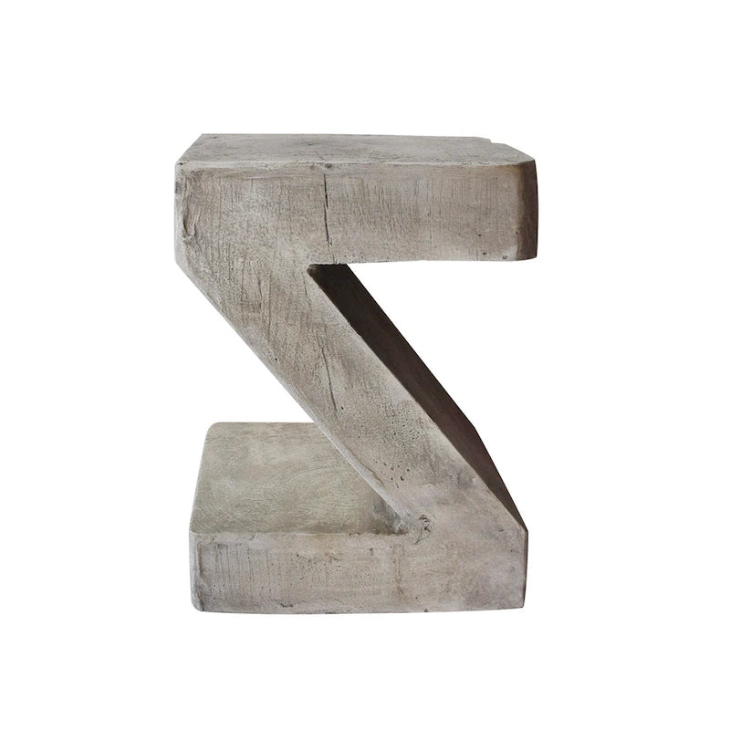Modern Light Gray Concrete Side Table with Sculptural Design