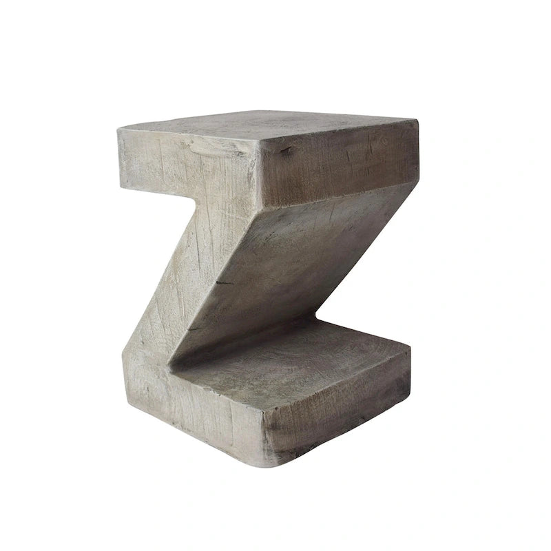 Modern Light Gray Concrete Side Table with Sculptural Design