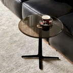 End Table Glass Top Side/End Drink Table - Tall Modern Round Accent Metal Nightstand Furniture