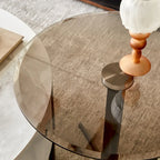 End Table Glass Top Side/End Drink Table - Tall Modern Round Accent Metal Nightstand Furniture