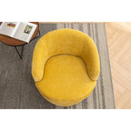 Yellow Chenille Modern 25.6  Swivel Barrel Chair with Metal Ring
