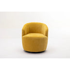 Yellow Chenille Modern 25.6  Swivel Barrel Chair with Metal Ring