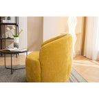 Yellow Chenille Modern 25.6  Swivel Barrel Chair with Metal Ring
