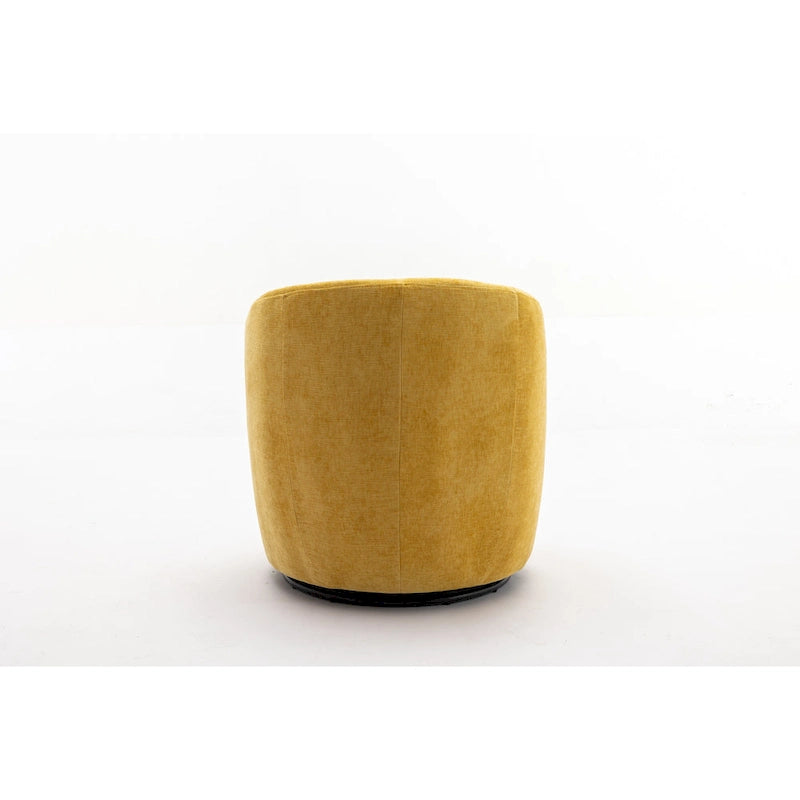 Yellow Chenille Modern 25.6  Swivel Barrel Chair with Metal Ring