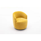 Yellow Chenille Modern 25.6  Swivel Barrel Chair with Metal Ring