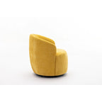 Yellow Chenille Modern 25.6  Swivel Barrel Chair with Metal Ring