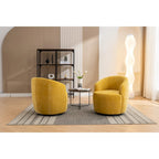 Yellow Chenille Modern 25.6  Swivel Barrel Chair with Metal Ring