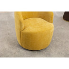 Yellow Chenille Modern 25.6  Swivel Barrel Chair with Metal Ring
