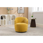 Yellow Chenille Modern 25.6  Swivel Barrel Chair with Metal Ring