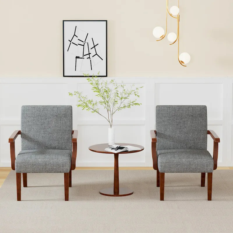 Grey 18.7  Arm Chairs with Round Table (Set of 2)