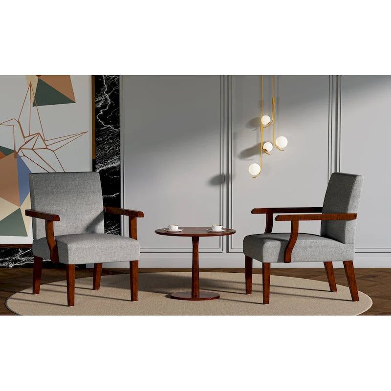 Grey 18.7  Arm Chairs with Round Table (Set of 2)