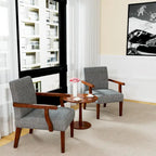 Grey 18.7  Arm Chairs with Round Table (Set of 2)