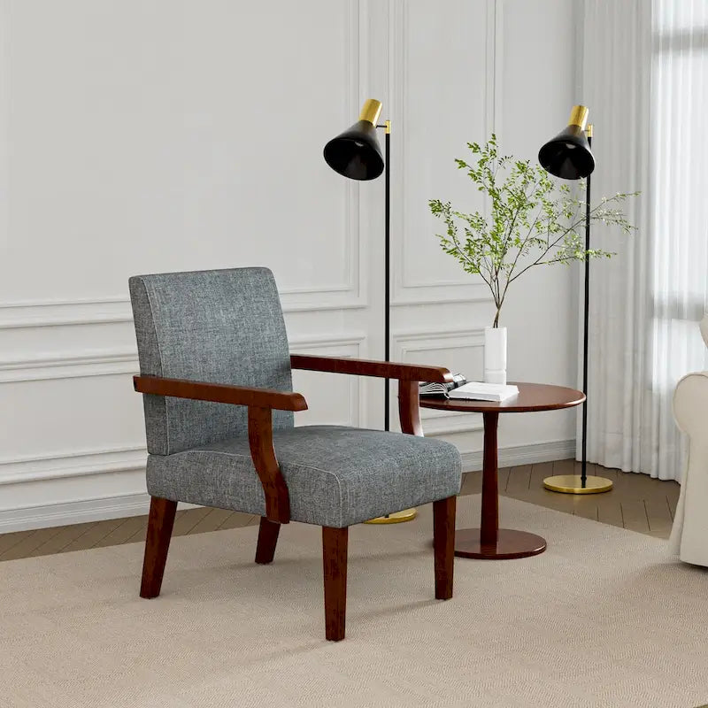 Grey 18.7  Arm Chairs with Round Table (Set of 2)