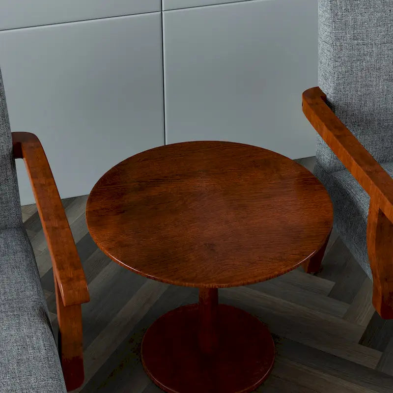 Grey 18.7  Arm Chairs with Round Table (Set of 2)