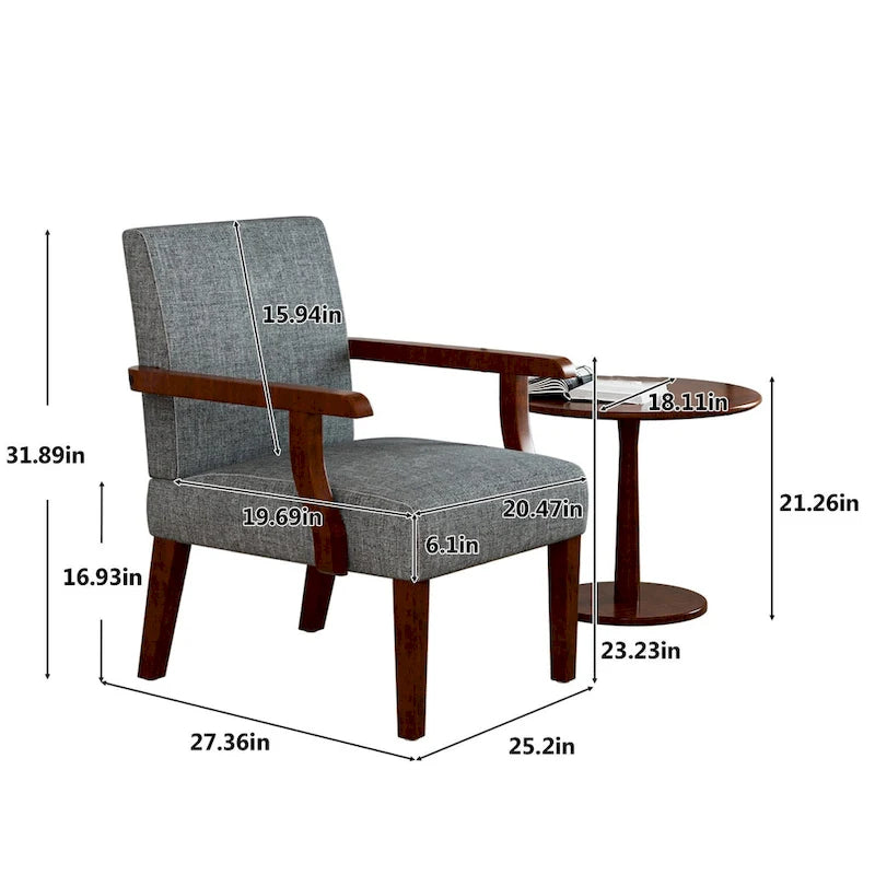 Grey 18.7  Arm Chairs with Round Table (Set of 2)