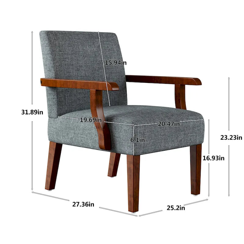 Grey 18.7  Arm Chairs with Round Table (Set of 2)