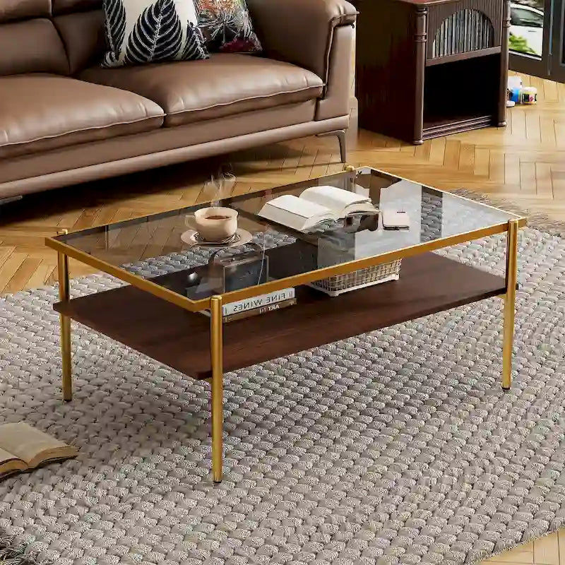 Coffee Table and End tables Set of 3, Tempered Glass Table with MDF layer, Modern Tables for Living Room , Gray Glass