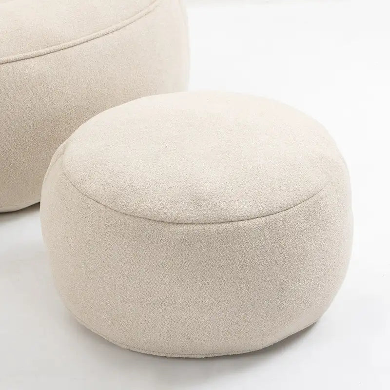 Beige Modern 40  Microfiber Accent Chair with Ottoman