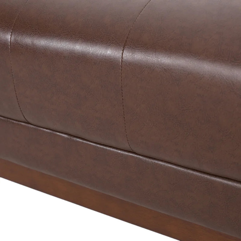 Dark Brown 80.75  Modern Button Tufted 3-Seater Sofa with Wood Legs