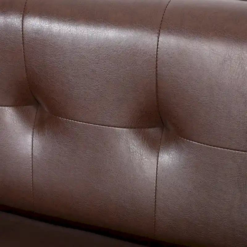 Dark Brown 80.75  Modern Button Tufted 3-Seater Sofa with Wood Legs