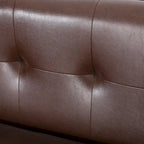 Dark Brown 80.75  Modern Button Tufted 3-Seater Sofa with Wood Legs