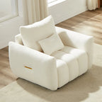 Beige 39.7  Teddy Fabric Lounge Chair with Plastic Legs