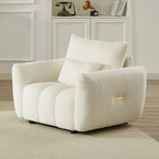 Beige 39.7  Teddy Fabric Lounge Chair with Plastic Legs