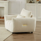 Beige 39.7  Teddy Fabric Lounge Chair with Plastic Legs