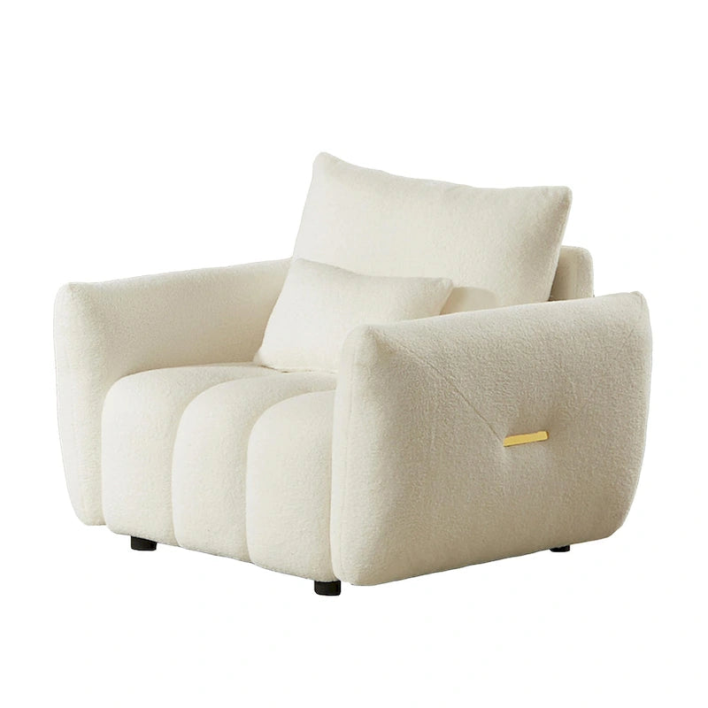 Beige 39.7  Teddy Fabric Lounge Chair with Plastic Legs