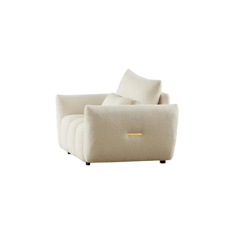 Beige 39.7  Teddy Fabric Lounge Chair with Plastic Legs