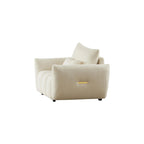 Beige 39.7  Teddy Fabric Lounge Chair with Plastic Legs