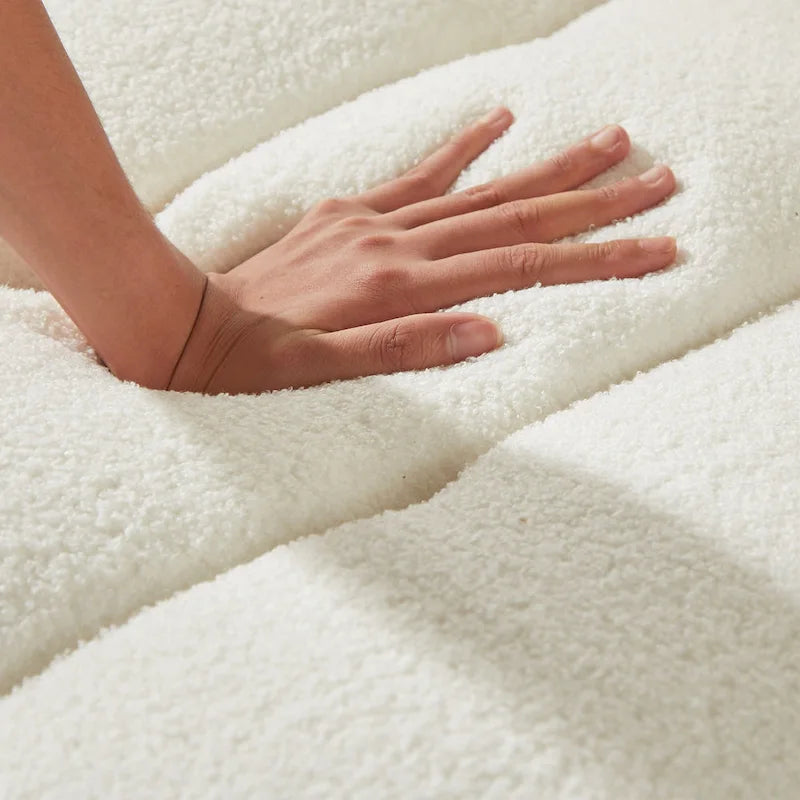 Beige 39.7  Teddy Fabric Lounge Chair with Plastic Legs